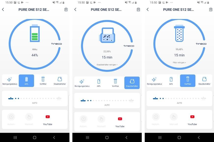 Kontrolle des Akkustaubsaugers